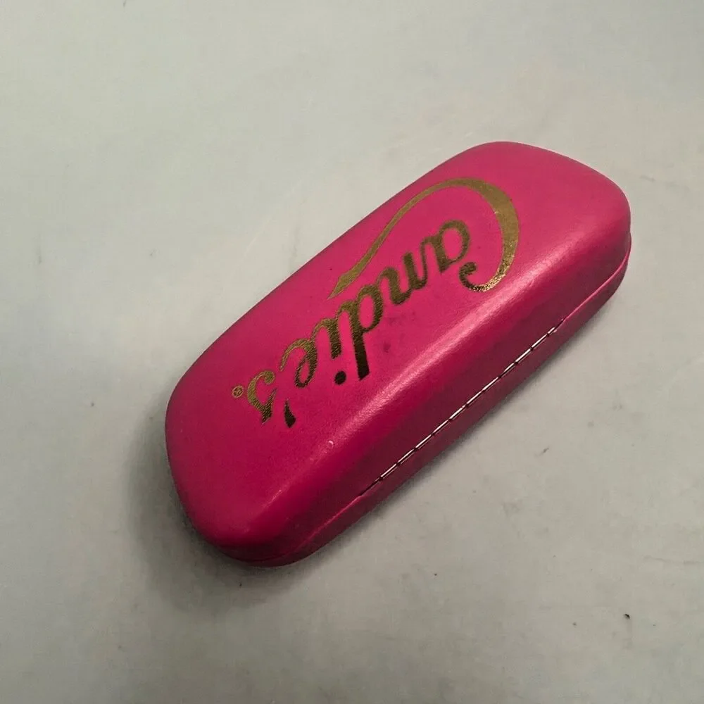CANDIE'S Pink Sunglasses Eye Glasses Glass Hard Case Gold Lettering - EUC-